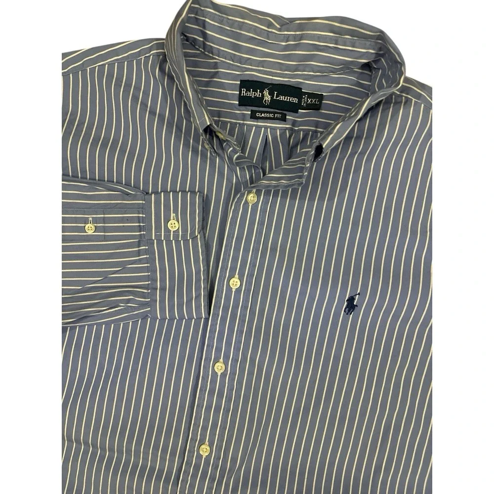 Polo Ralph Lauren designer striped shirt MENS XXL CLASSIC FIT‎ READ